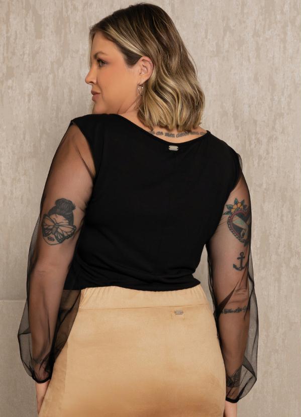 Quintess - Blusa Preta com Transparência 6