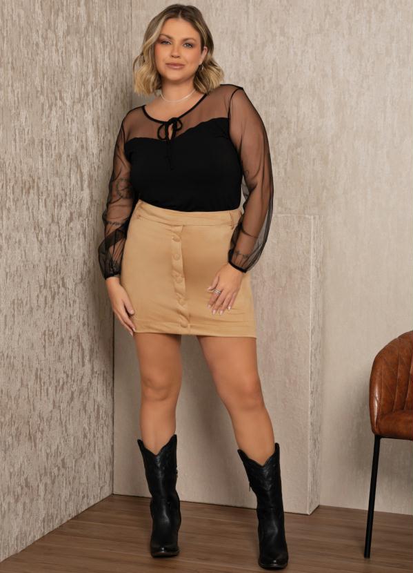 Quintess - Blusa Preta com Transparência 7