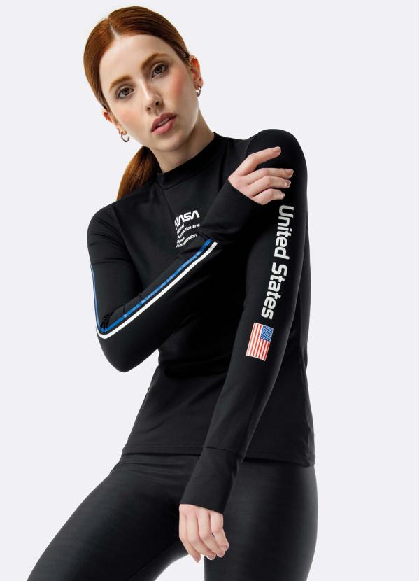 Enfim - Blusa Preta Nasa® em Poliamida