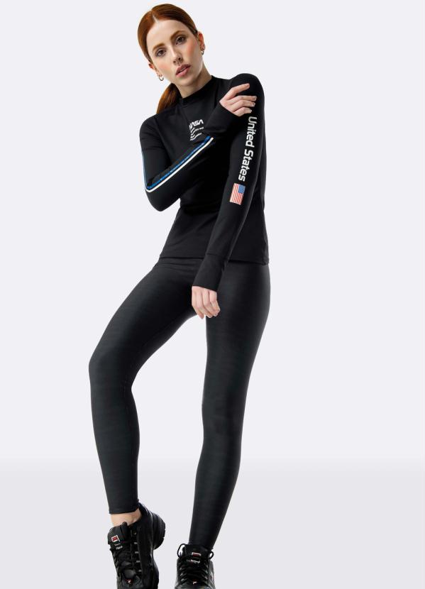 Enfim - Blusa Preta Nasa® em Poliamida 2