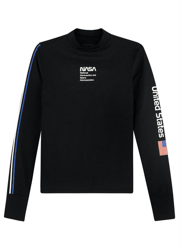Enfim - Blusa Preta Nasa® em Poliamida 3