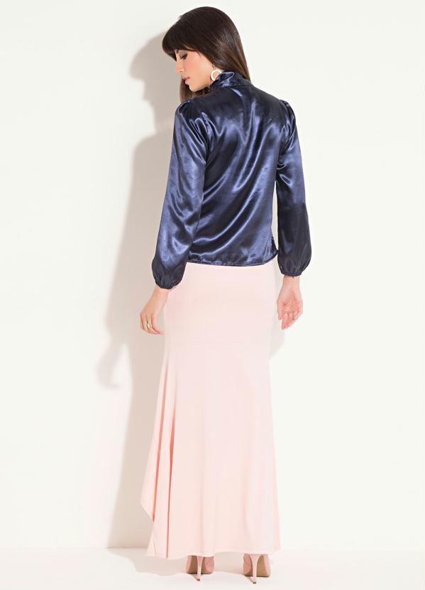 Quintess - Blusa Quintess Marinho com Gola Formando Faixa 4