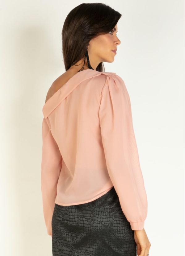 Quintess - Blusa Rosê Decote Assimétrico e Manga Bufante 2
