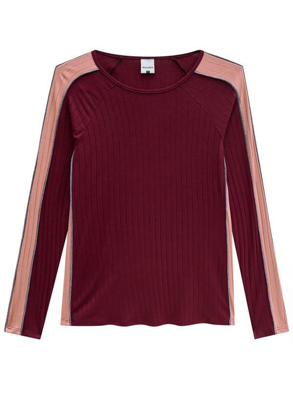 Malwee - Blusa Roxo Escuro Justa com Recortes
