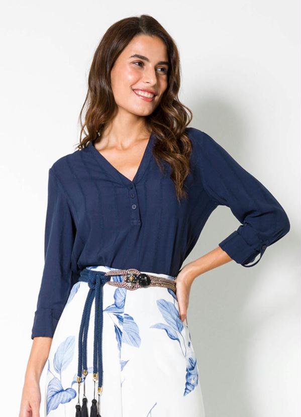Lunender - Blusa Tecido Plano Azul