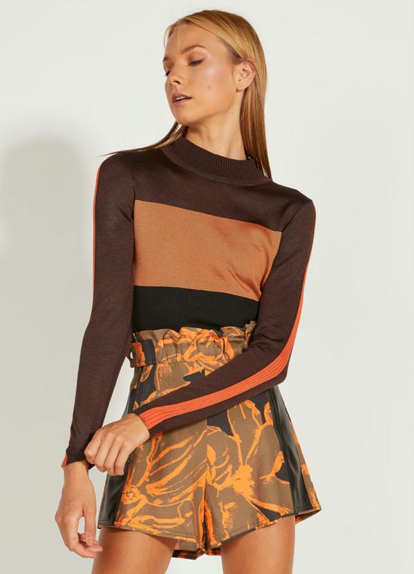 Open - Blusa Tricô Marrom