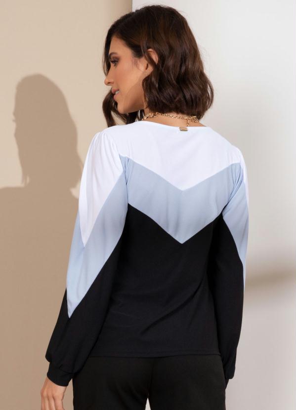 Quintess - Blusa Tricolor Decote com Abertura 2