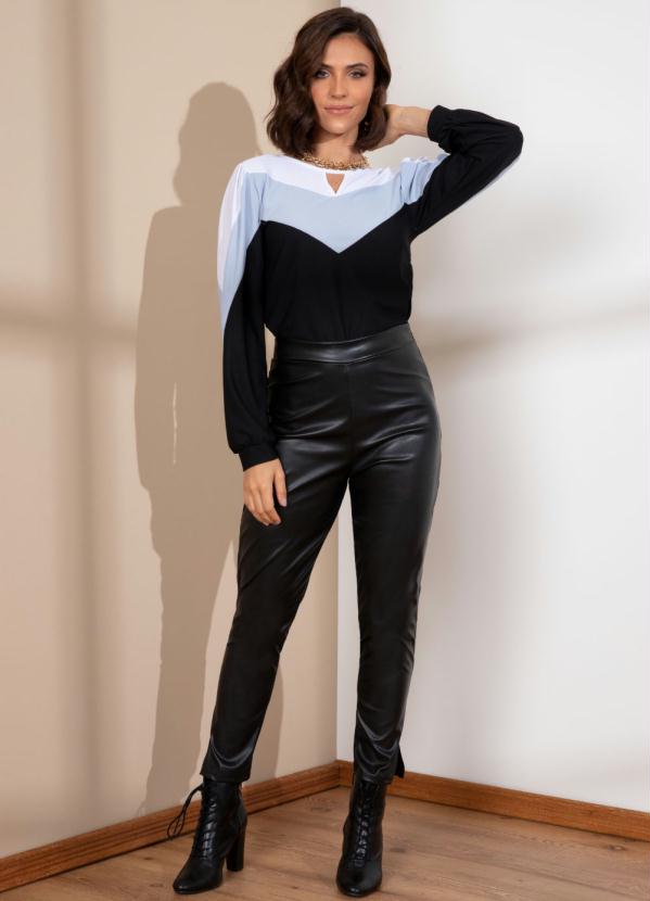 Quintess - Blusa Tricolor Decote com Abertura 3