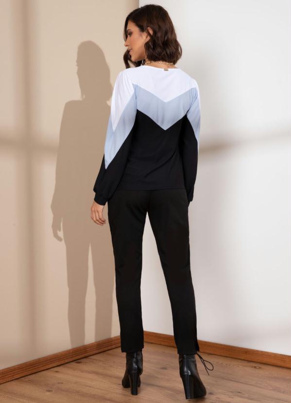 Quintess - Blusa Tricolor Decote com Abertura 4