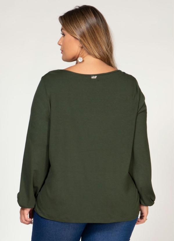 blusa verde manga longa feminina