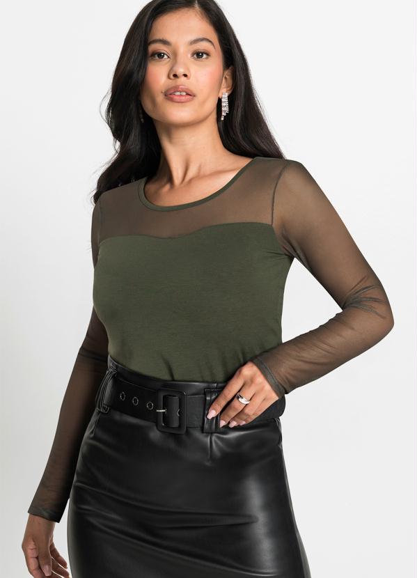 bonprix - Blusa Verde em Malha de Viscose