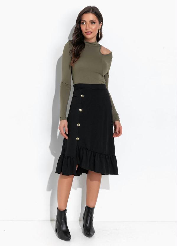 Moda Pop - Blusa Verde Militar em Malha de Viscose 3