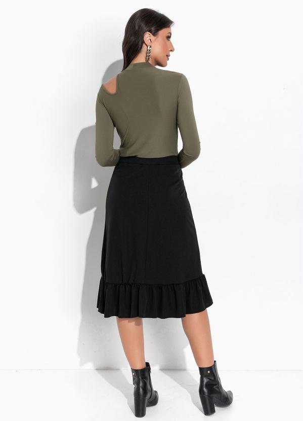 Moda Pop - Blusa Verde Militar em Malha de Viscose 4