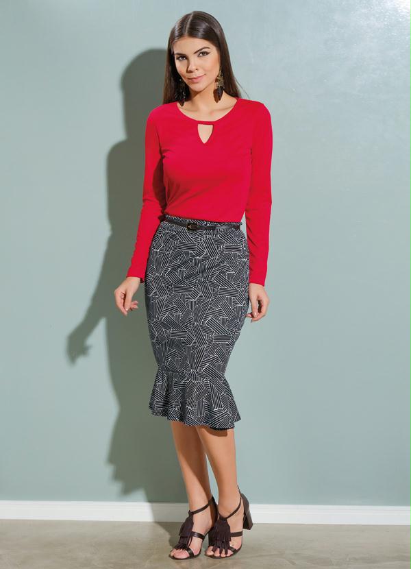 Outlet - Blusa Vermelha Detalhe de Gota no Decote 4