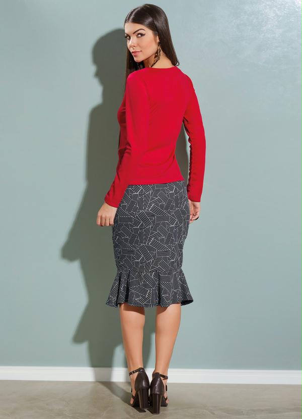 Outlet - Blusa Vermelha Detalhe de Gota no Decote 6