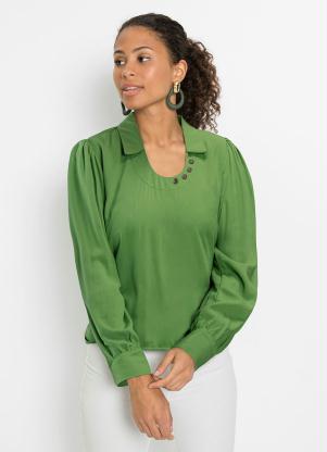 bonprix - Camisa Decote U Verde - BONPRIX