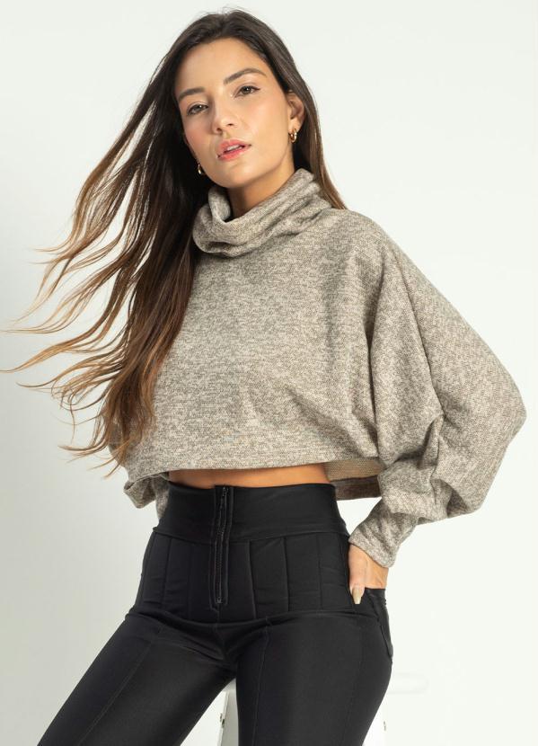 Endless - Cropped Feminino Manga Longa Select Cinza