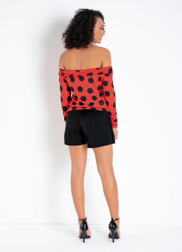 Outlet - Blusa Poá Laranja Ombro a Ombro 4