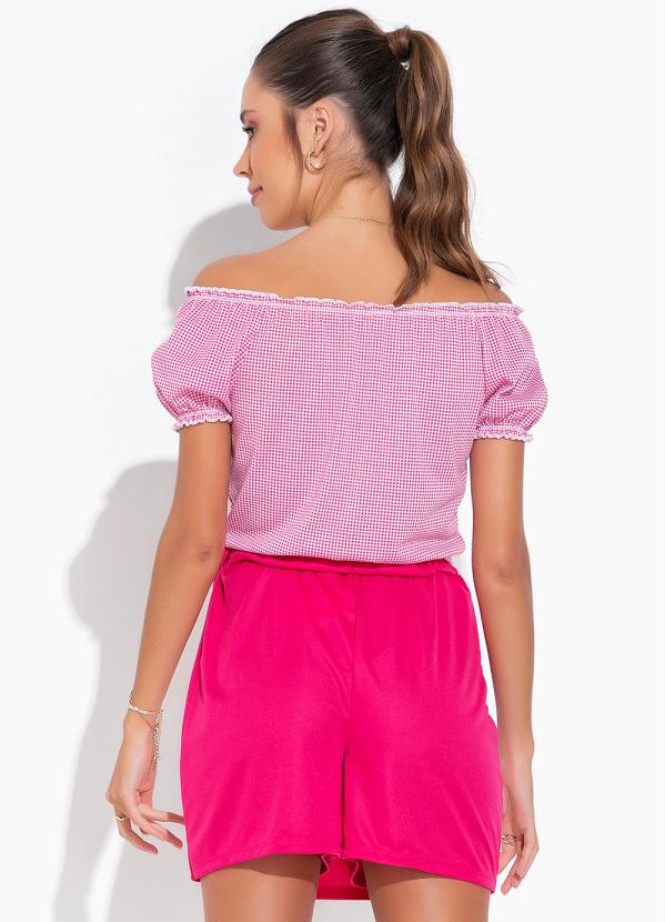 Moda Pop - Blusa Xadrez com Decote Ombro a Ombro 2
