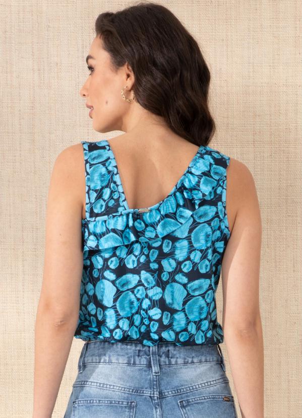 Outlet - Blusa Circulo Abstrato Regata com Babados 8