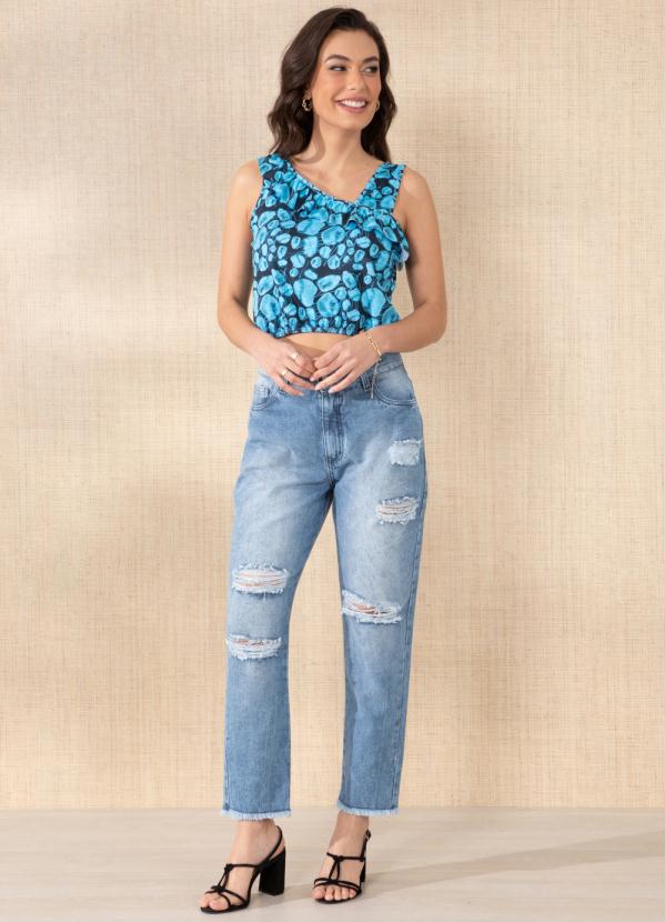 Outlet - Blusa Circulo Abstrato Regata com Babados 7