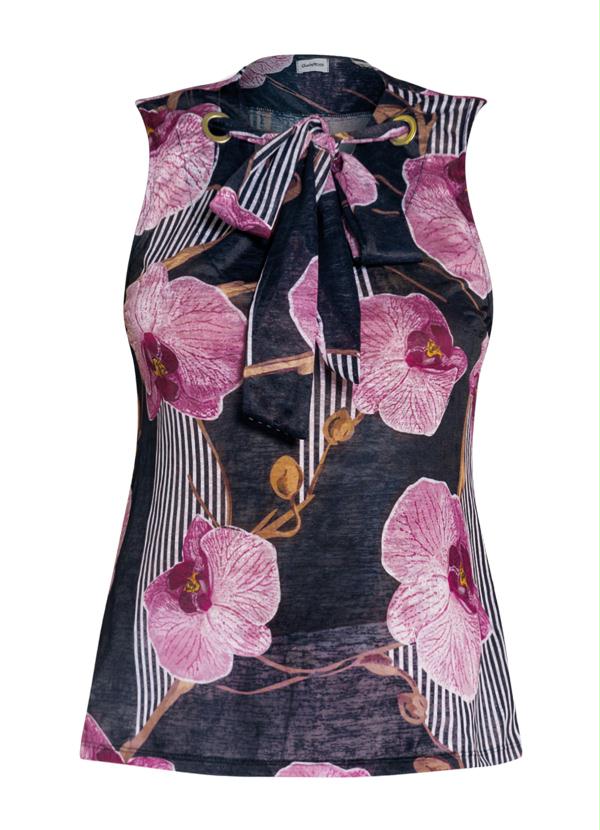 Quintess - Blusa com Amarração no Decote Estampa Floral 5