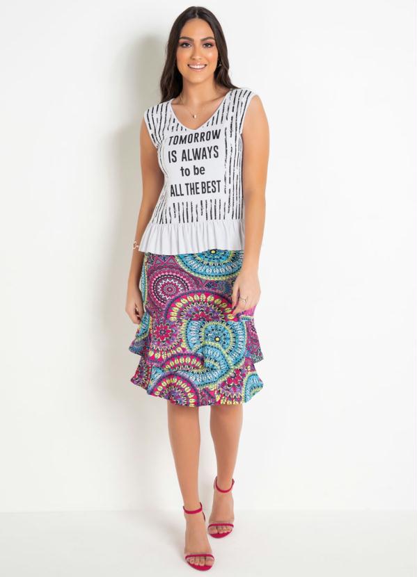 Outlet - Blusa com Babado na Barra Branca Moda Evangélica 3