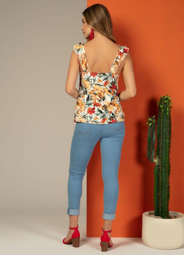 Quintess - Blusa com Babados sem Manga Vanny Floral Amarelo 4