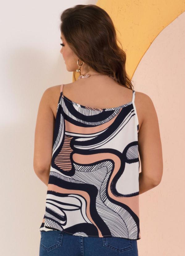 Quintess - Blusa com Pregas Abstrato Bege 2