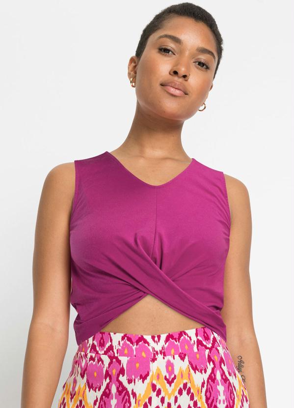 bonprix - Blusa com Transpasse Pink