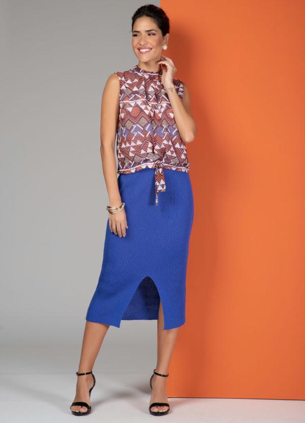 Quintess - Blusa Geométrica com Gola e Amarração 3