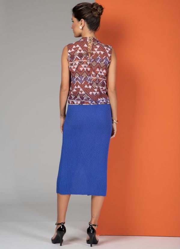 Quintess - Blusa Geométrica com Gola e Amarração 4