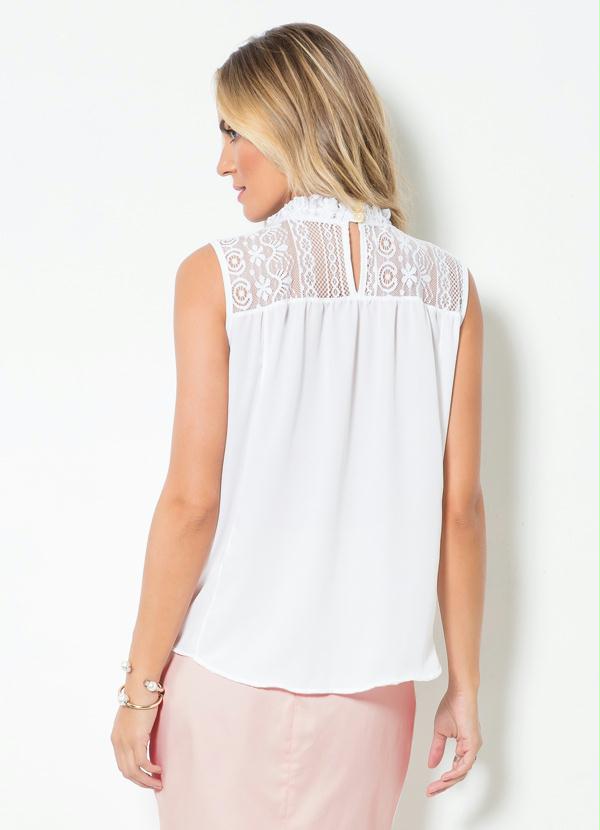 Multimarcas - Blusa Mink com Detalhe de Renda Branca 2