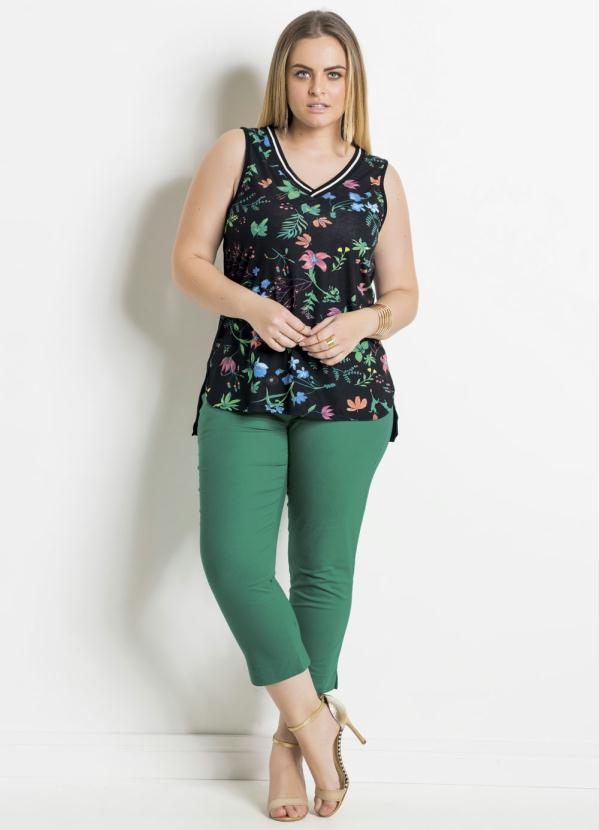 Quintess - Blusa Mullet Floral e Preta Plus Size Quintess 4