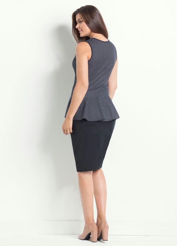 Rosalie - Blusa Peplum Preta e Poá Moda Evangélica 4