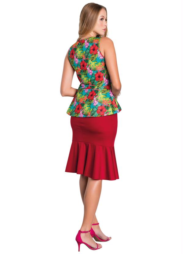 Rosalie - Blusa Peplum Tropical Moda Evangélica 4