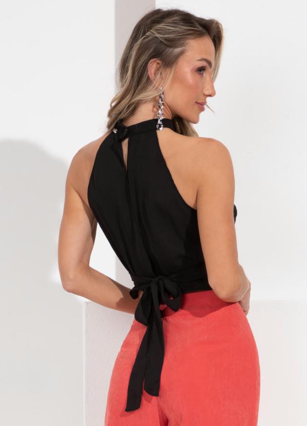 Outlet - Blusa Preta com Amarração 2