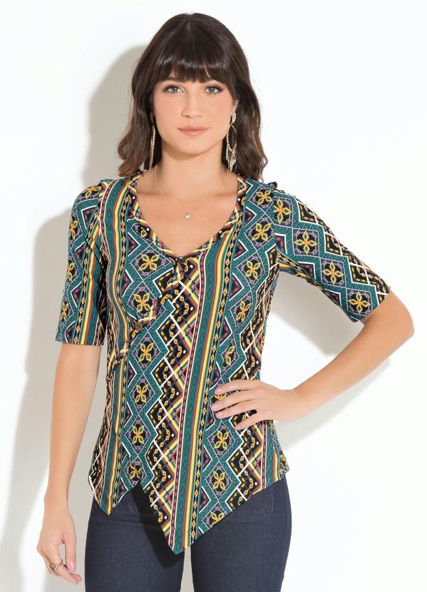 Quintess - Blusa Quintess Étnico com Transpasse