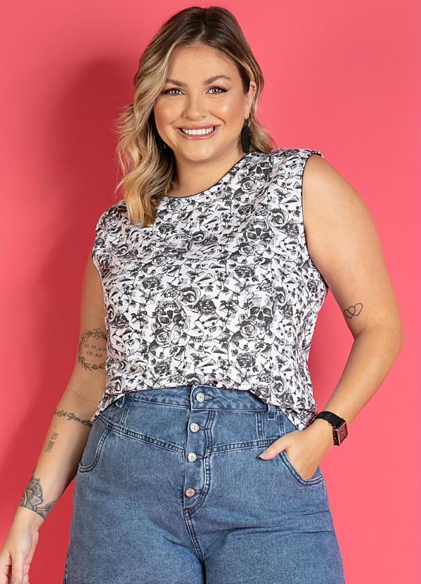 Quintess - Blusa Regata Floral P&B 6