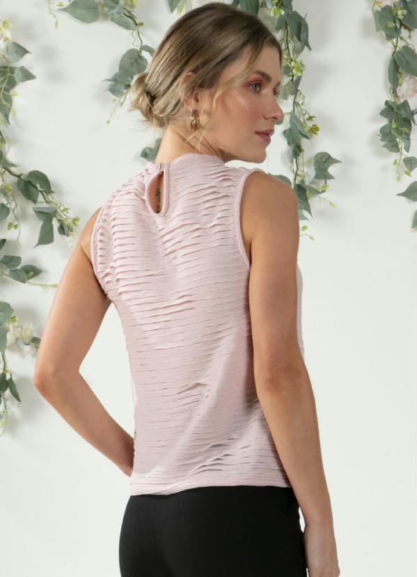 Quintess - Blusa Rosê Plissada com Gola Alta 2