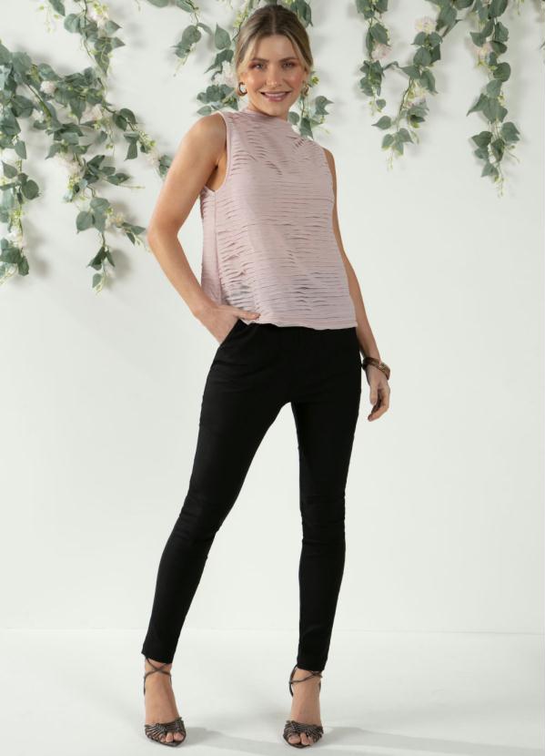 Quintess - Blusa Rosê Plissada com Gola Alta 3