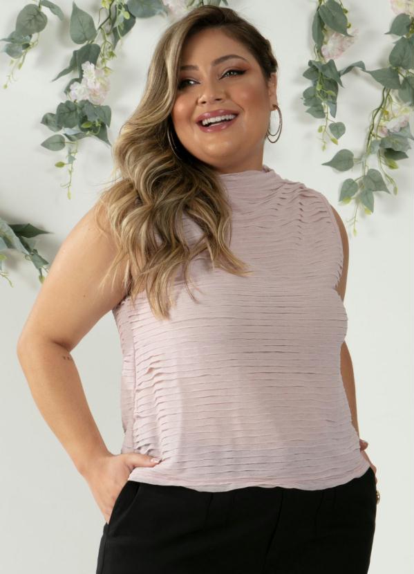 Quintess - Blusa Rosê Plissada com Gola Alta 6