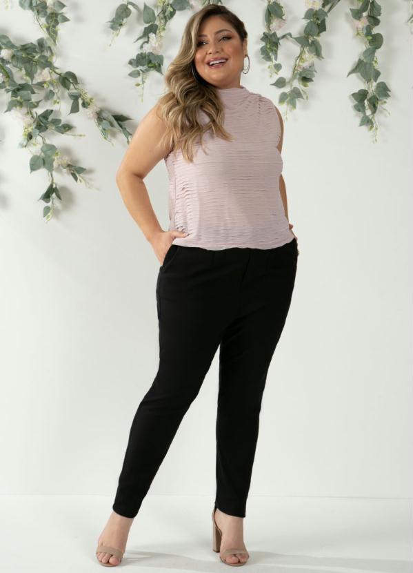 Quintess - Blusa Rosê Plissada com Gola Alta 8