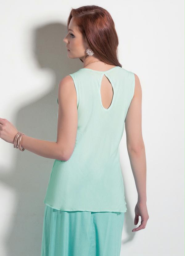 Blusa Verde Acqua com Abertura Gota nas Costas Multimarcas