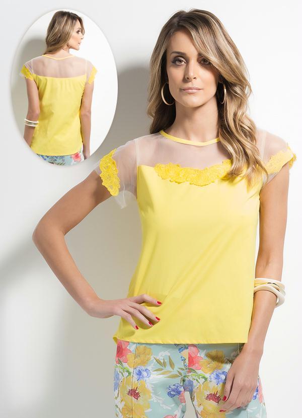 Multimarcas - Blusa Guipir com Transparência Amarela