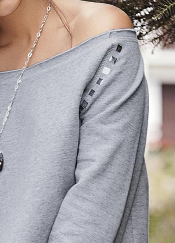 Quintess - Blusa Cropped com Aplique de Termocolantes Cinza 5