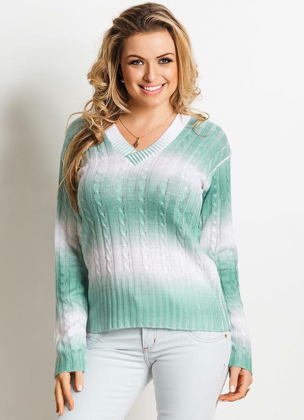 Outlet - Blusa Lã Branca e Verde