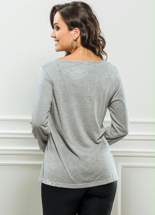 Outlet - Blusa Manga Longa Cinza Estampada 2
