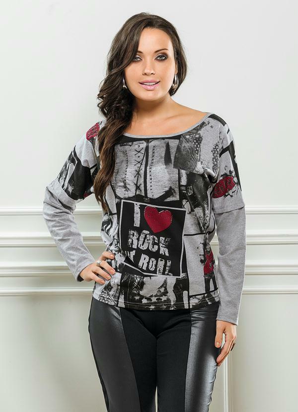 Outlet - Blusa Manga Longa Estampada