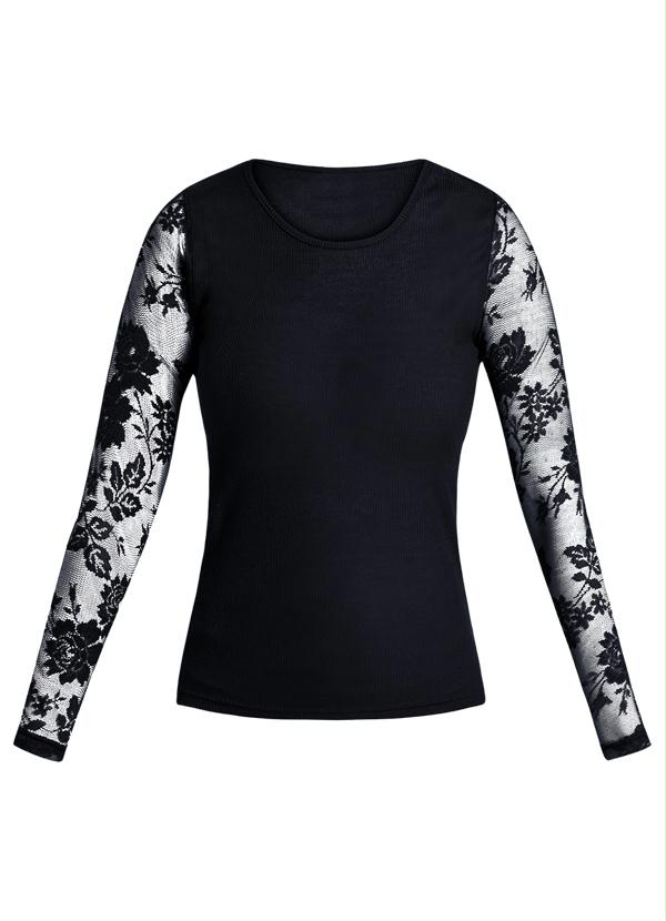 Outlet - Blusa Manga Longa Rendada Preta 8